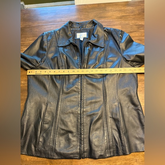 Worthington Black Genuine Leather Full Zip Jacket Woman’s SZ 1X Lined Pockets - Picture 9 of 11